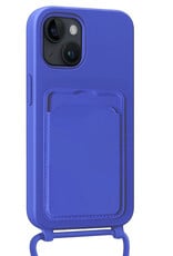Forterra Forterra iPhone 15 Hoesje Pashouder met Koord Met 2x Screenprotector - Fel Blauw