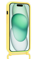 Forterra Forterra iPhone 15 Hoesje Pashouder met Koord Met 2x Screenprotector - Geel