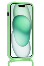 Forterra Forterra iPhone 15 Hoesje Pashouder met Koord Met Screenprotector - Groen