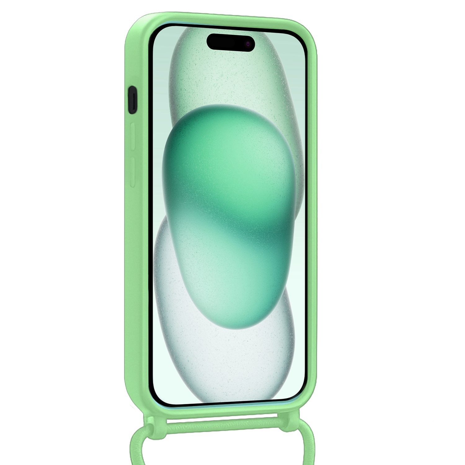 Forterra Forterra iPhone 15 Hoesje Pashouder met Koord Met 2x Screenprotector - Groen