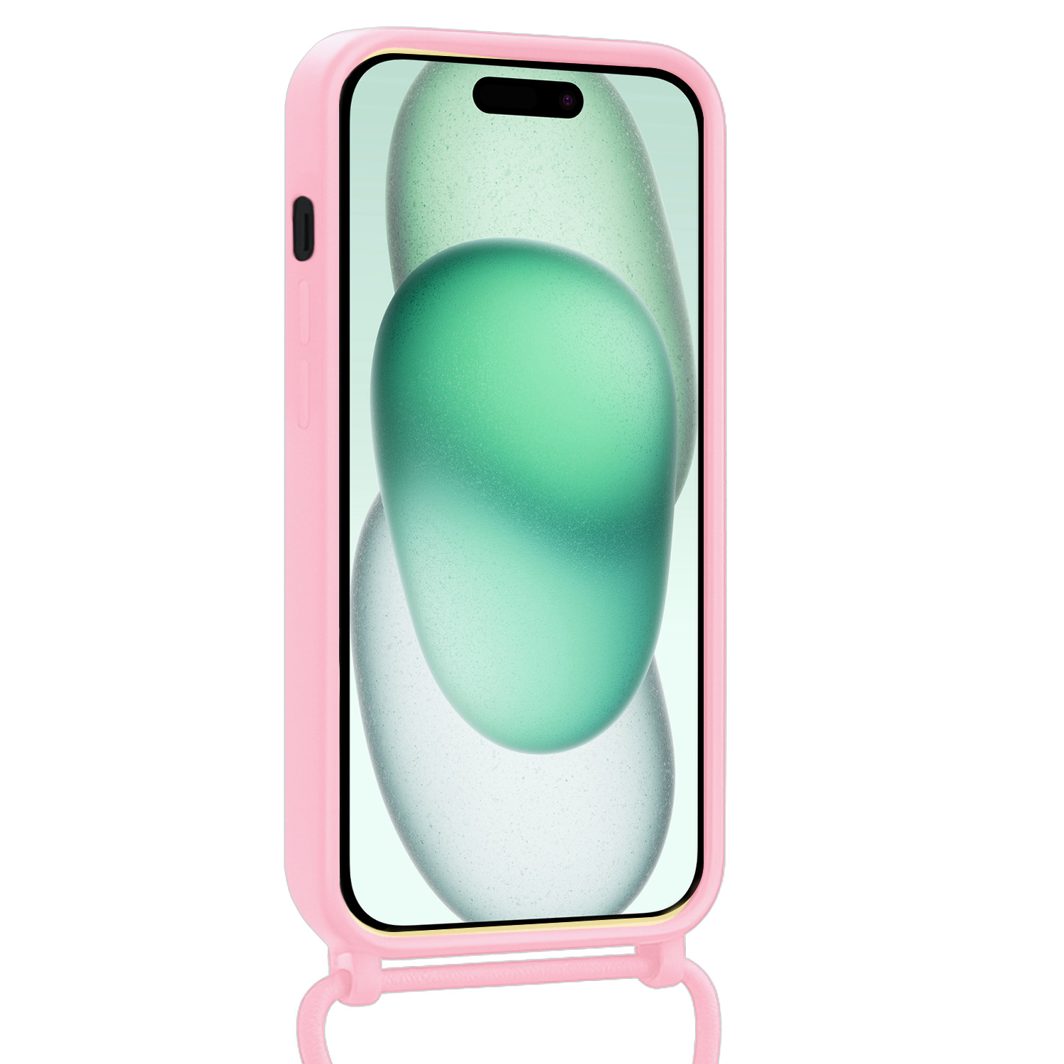 Forterra Forterra iPhone 15 Hoesje Pashouder met Koord - Lichtroze