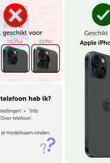 Forterra Forterra iPhone 15 Hoesje Pashouder met Koord Met 2x Screenprotector - Lichtroze