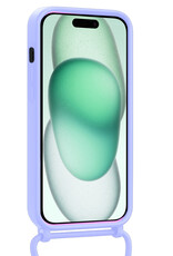 Forterra Forterra iPhone 15 Hoesje Pashouder met Koord Met 2x Screenprotector - Lila