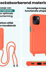 Forterra Forterra iPhone 15 Hoesje Pashouder met Koord - Papaya - 2 PACK
