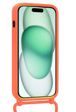 Forterra Forterra iPhone 15 Hoesje Pashouder met Koord - Papaya - 2 PACK