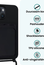 Forterra Forterra iPhone 15 Hoesje Pashouder met Koord - Zwart - 2 PACK