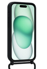 Forterra Forterra iPhone 15 Hoesje Pashouder met Koord Met Screenprotector - Zwart
