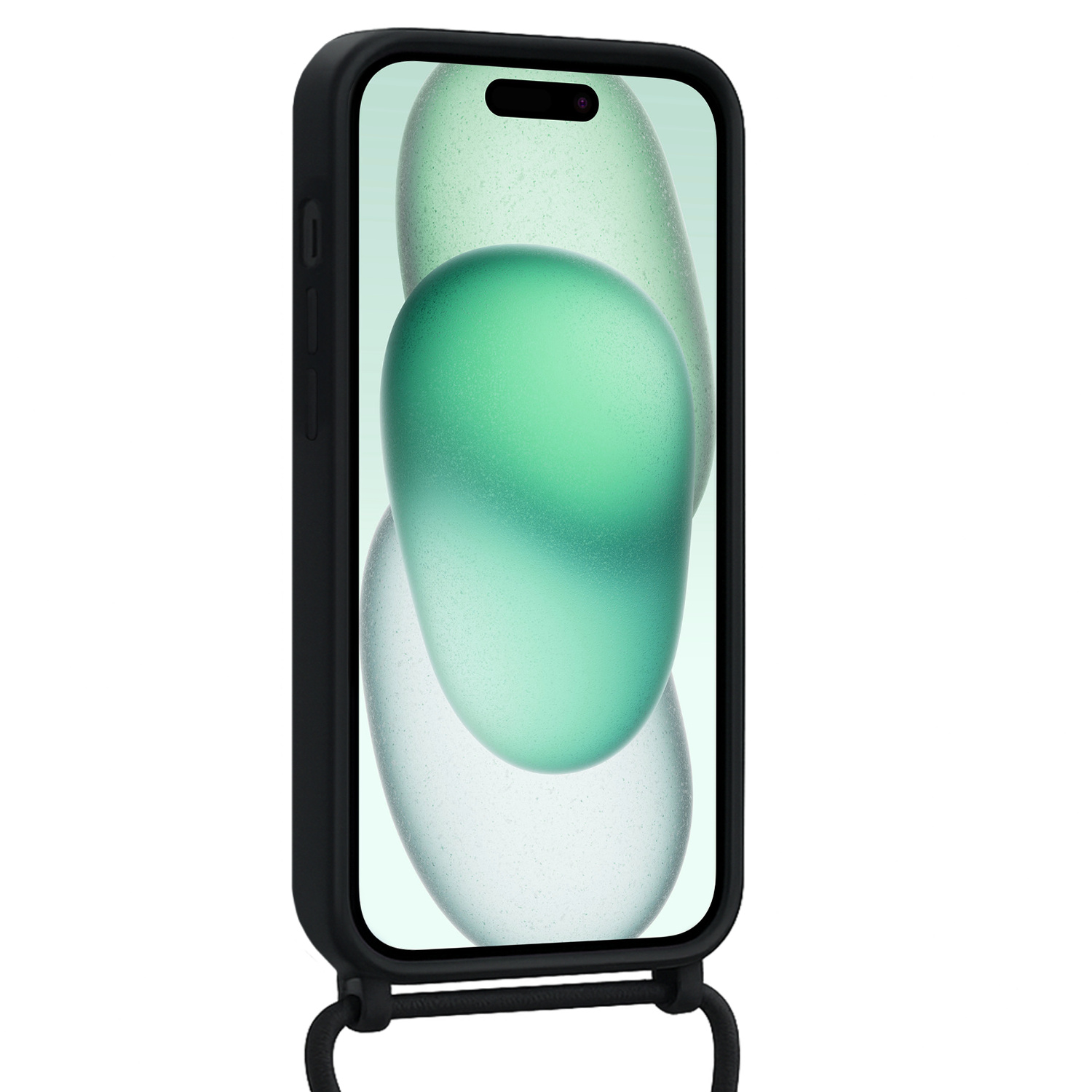 Forterra Forterra iPhone 15 Hoesje Pashouder met Koord Met 2x Screenprotector - Zwart