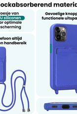 Forterra Forterra iPhone 15 Pro Hoesje Pashouder met Koord Met 2x Screenprotector - Fel Blauw