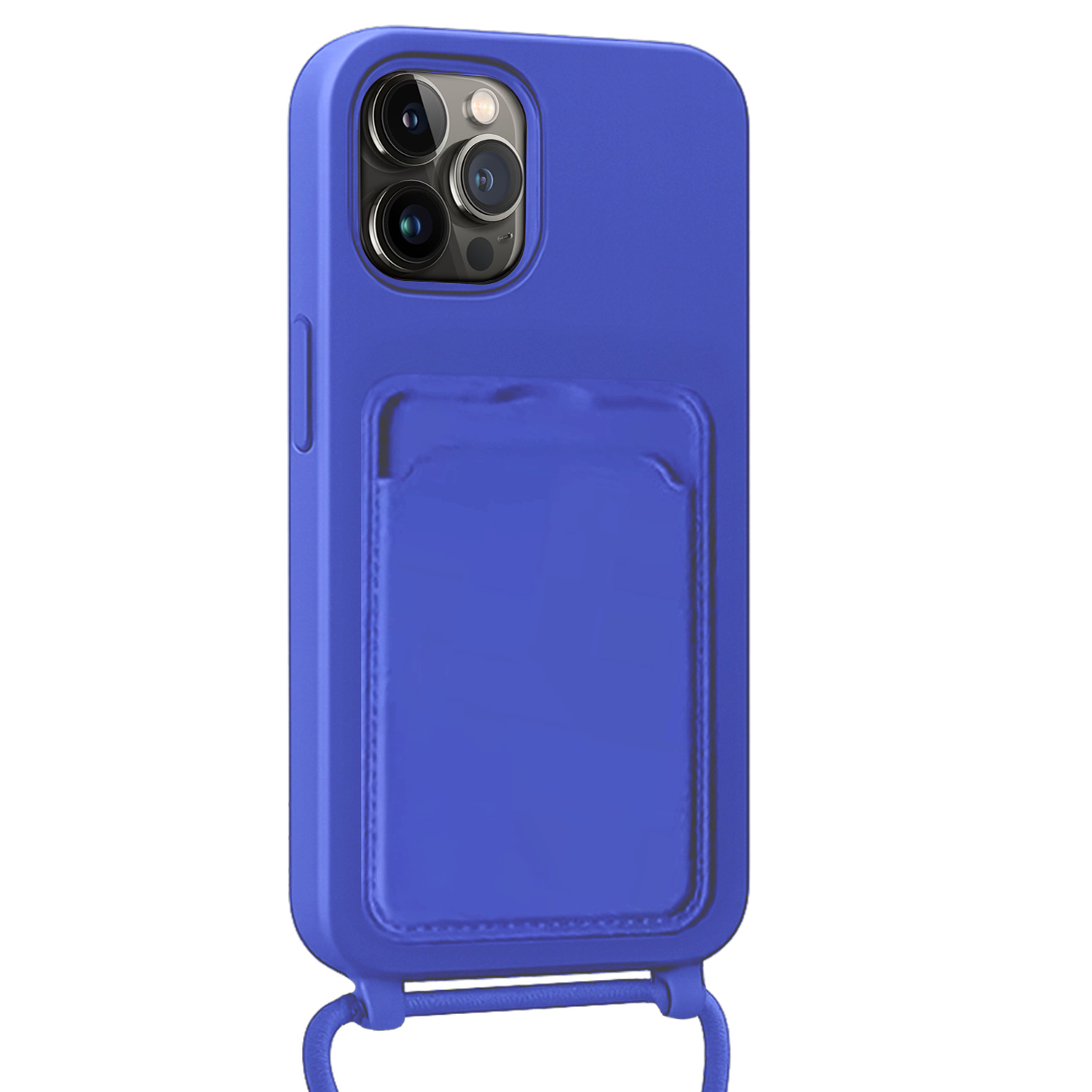 Forterra Forterra iPhone 15 Pro Hoesje Pashouder met Koord Met 2x Screenprotector - Fel Blauw