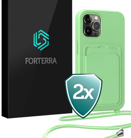 Forterra Forterra iPhone 15 Pro Hoesje Pashouder met Koord - Groen - 2 PACK