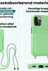 Forterra Forterra iPhone 15 Pro Hoesje Pashouder met Koord Met Screenprotector - Groen