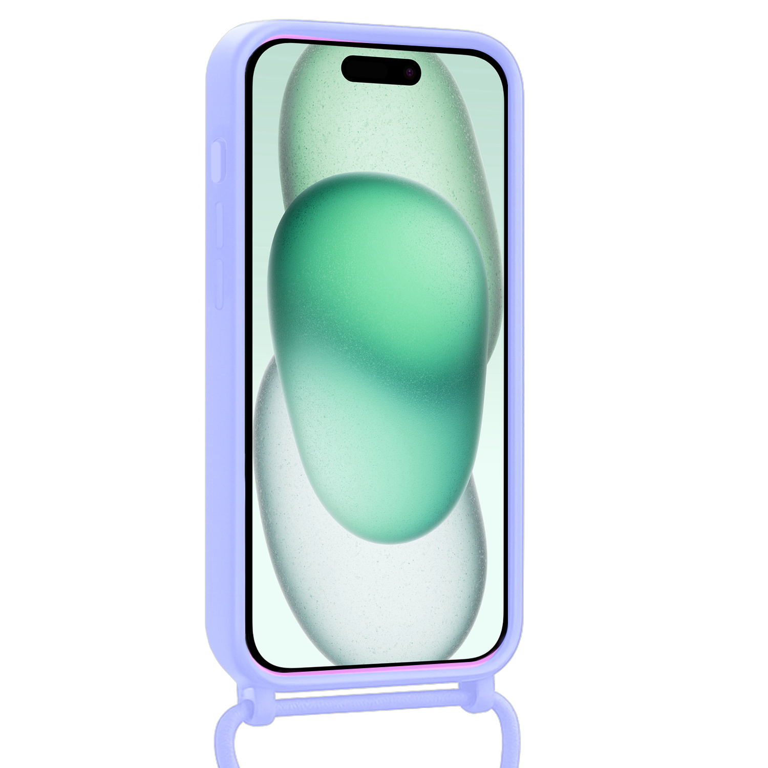 Forterra Forterra iPhone 15 Pro Hoesje Pashouder met Koord - Lila
