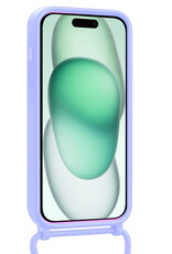 Forterra Forterra iPhone 15 Pro Hoesje Pashouder met Koord Met 2x Screenprotector - Lila