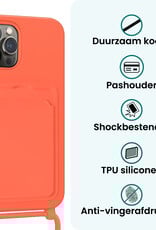 Forterra Forterra iPhone 15 Pro Hoesje Pashouder met Koord - Papaya - 2 PACK