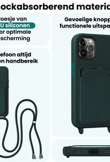 Forterra Forterra iPhone 15 Pro Max Hoesje Pashouder met Koord Met Screenprotector - Donkergroen