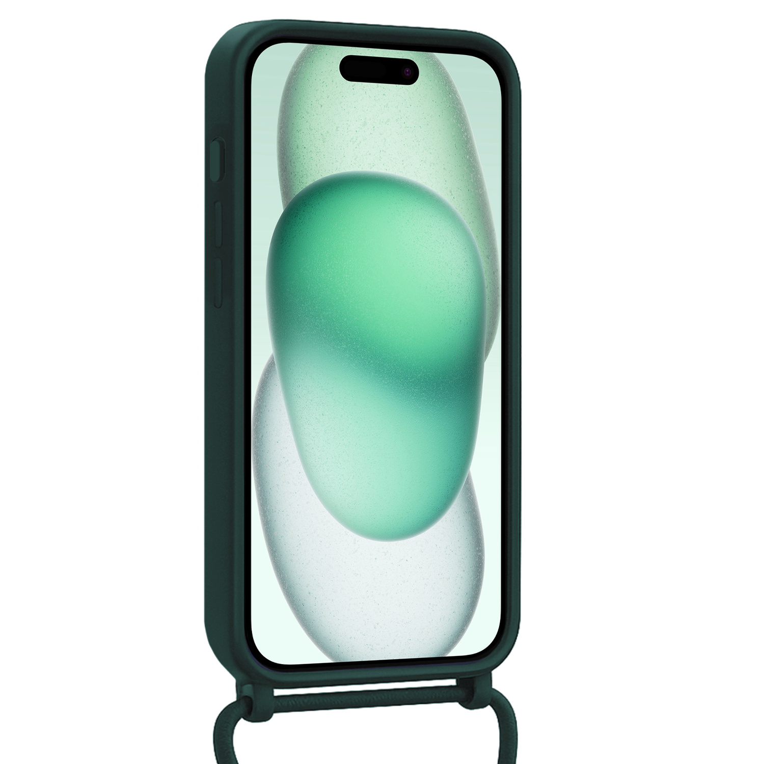 Forterra Forterra iPhone 15 Pro Max Hoesje Pashouder met Koord Met Screenprotector - Donkergroen