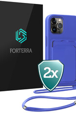 Forterra Forterra iPhone 15 Pro Max Hoesje Pashouder met Koord - Fel Blauw - 2 PACK