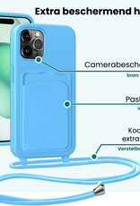 Forterra Forterra iPhone 15 Pro Max Hoesje Pashouder met Koord - Lichtblauw