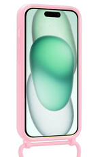 Forterra Forterra iPhone 15 Pro Max Hoesje Pashouder met Koord Met 2x Screenprotector - Lichtroze