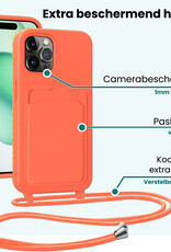 Forterra Forterra iPhone 15 Pro Max Hoesje Pashouder met Koord - Papaya