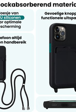 Forterra Forterra iPhone 15 Pro Max Hoesje Pashouder met Koord - Zwart - 2 PACK