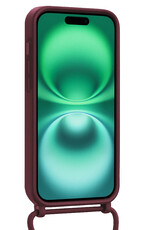 Forterra Forterra iPhone 16 Plus Hoesje Pashouder met Koord Met Screenprotector - Aubergine