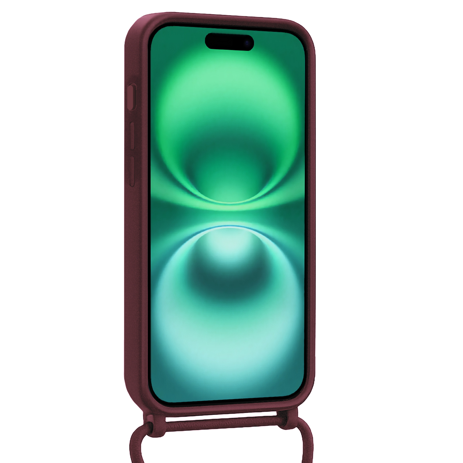 Forterra Forterra iPhone 16 Plus Hoesje Pashouder met Koord Met 2x Screenprotector - Aubergine