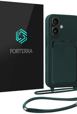 Forterra Forterra iPhone 16 Plus Hoesje Pashouder met Koord - Donkergroen