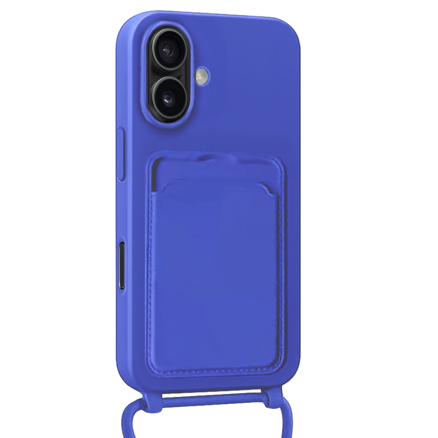 Forterra Forterra iPhone 16 Plus Hoesje Pashouder met Koord Met Screenprotector - Fel Blauw