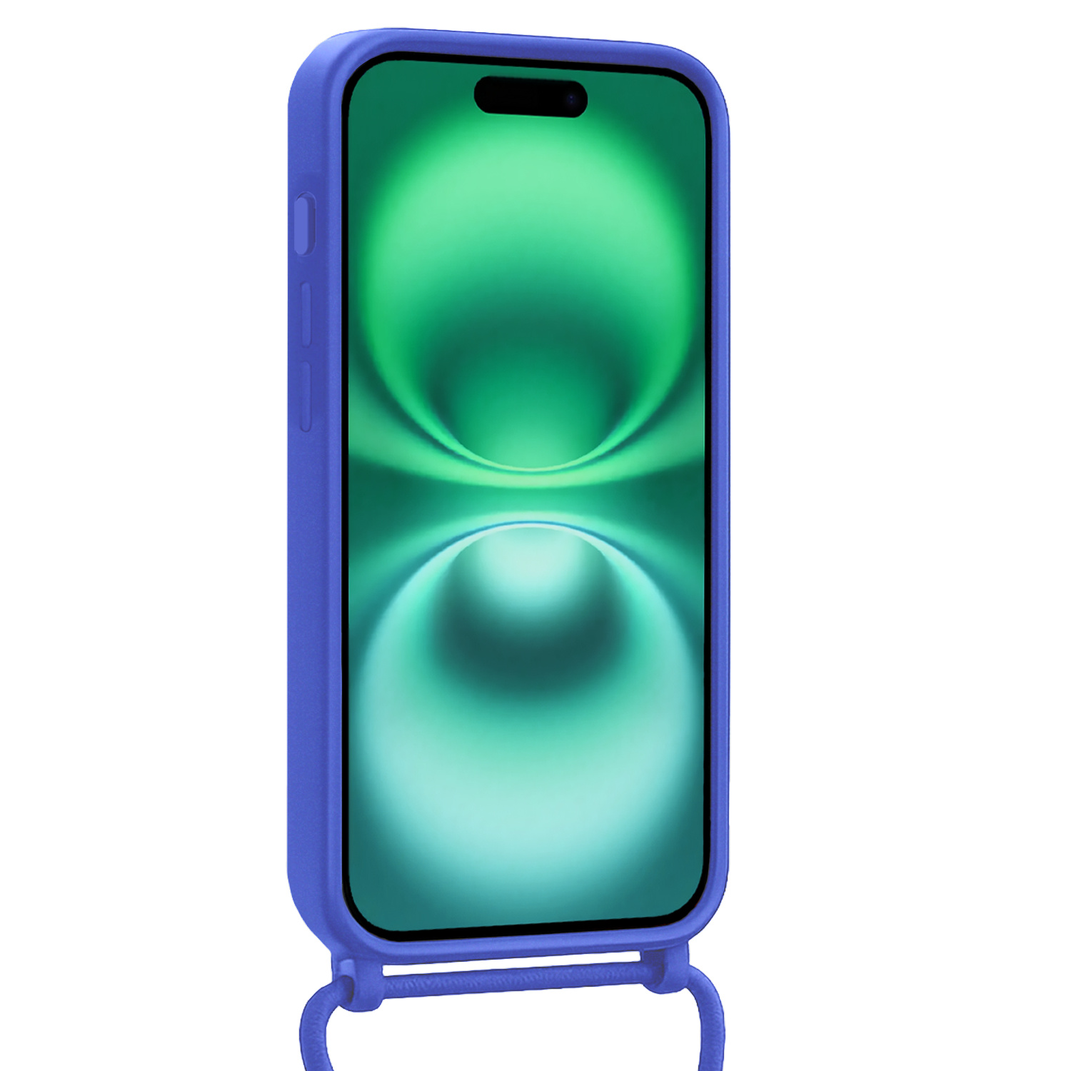 Forterra Forterra iPhone 16 Plus Hoesje Pashouder met Koord Met Screenprotector - Fel Blauw
