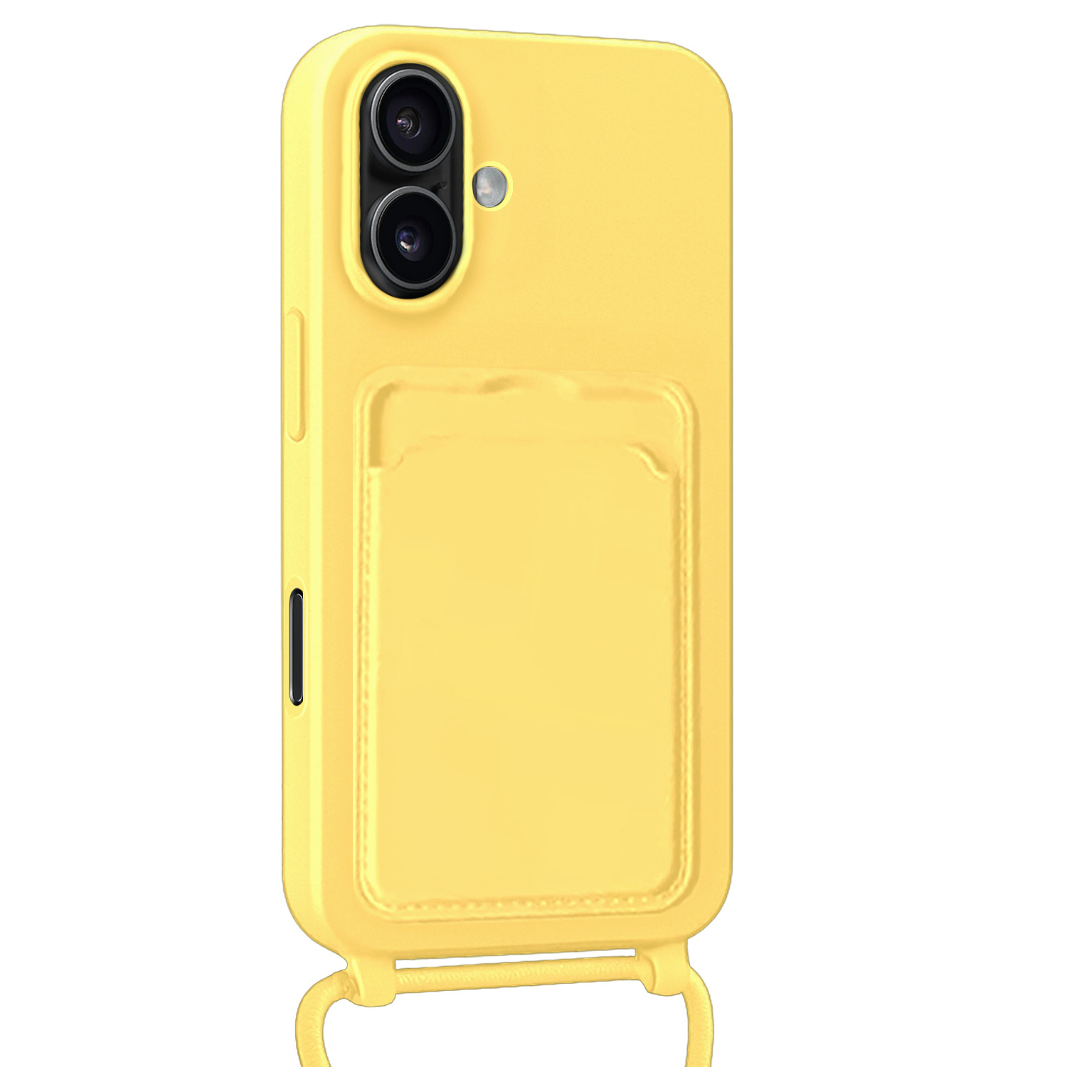 Forterra Forterra iPhone 16 Plus Hoesje Pashouder met Koord - Geel - 2 PACK