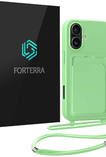 Forterra Forterra iPhone 16 Plus Hoesje Pashouder met Koord - Groen