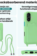 Forterra Forterra iPhone 16 Plus Hoesje Pashouder met Koord - Groen