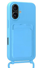 Forterra Forterra iPhone 16 Plus Hoesje Pashouder met Koord - Lichtblauw - 2 PACK