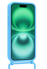 Forterra Forterra iPhone 16 Plus Hoesje Pashouder met Koord - Lichtblauw - 2 PACK