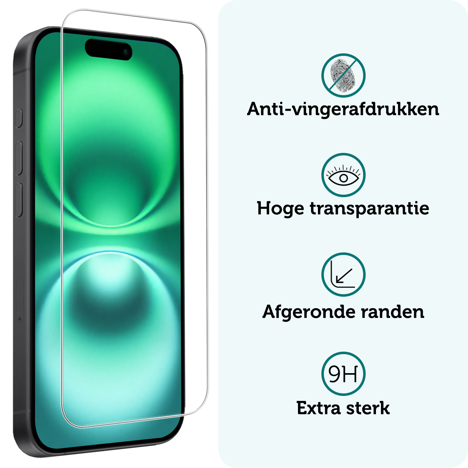 Forterra Forterra iPhone 16 Plus Hoesje Pashouder met Koord Met Screenprotector - Lichtblauw