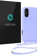 Forterra Forterra iPhone 16 Plus Hoesje Pashouder met Koord - Lila