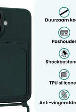 Forterra Forterra iPhone 16 Hoesje Pashouder met Koord - Donkergroen