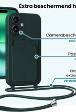 Forterra Forterra iPhone 16 Hoesje Pashouder met Koord - Donkergroen