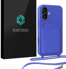 Forterra Forterra iPhone 16 Hoesje Pashouder met Koord - Fel Blauw