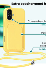 Forterra Forterra iPhone 16 Hoesje Pashouder met Koord - Geel