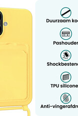 Forterra Forterra iPhone 16 Hoesje Pashouder met Koord - Geel - 2 PACK