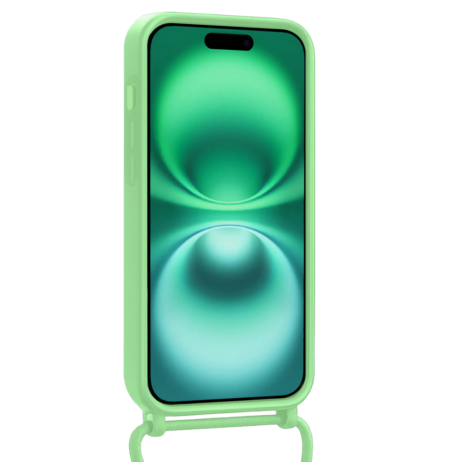 Forterra Forterra iPhone 16 Hoesje Pashouder met Koord Met Screenprotector - Groen