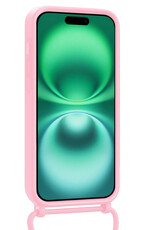 Forterra Forterra iPhone 16 Hoesje Pashouder met Koord Met 2x Screenprotector - Lichtroze
