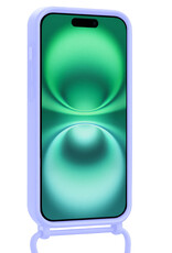 Forterra Forterra iPhone 16 Hoesje Pashouder met Koord Met Screenprotector - Lila