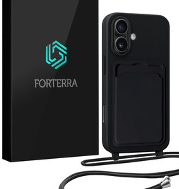 Forterra Forterra iPhone 16 Hoesje Pashouder met Koord - Zwart