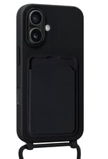 Forterra Forterra iPhone 16 Hoesje Pashouder met Koord - Zwart