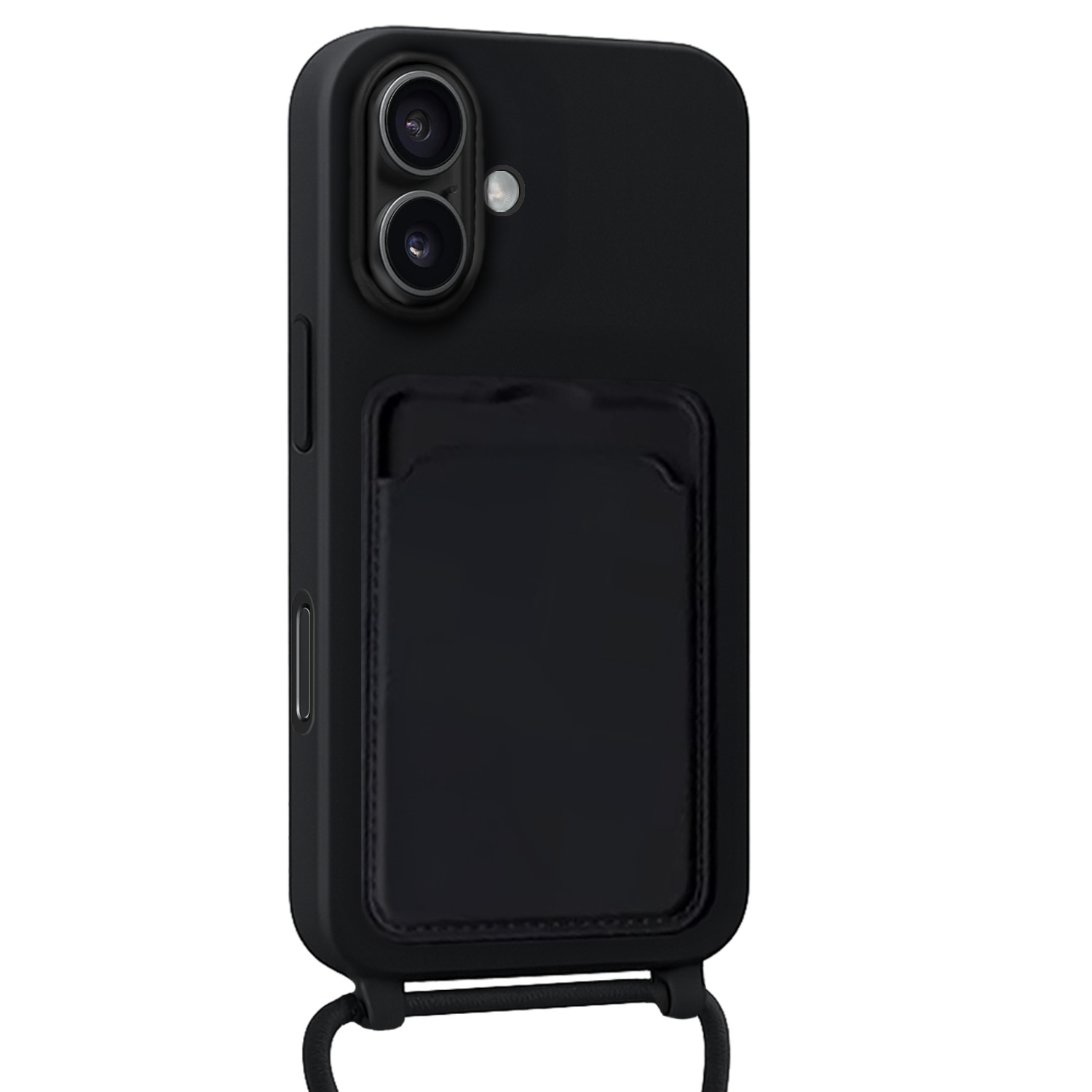 Forterra Forterra iPhone 16 Hoesje Pashouder met Koord - Zwart