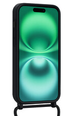 Forterra Forterra iPhone 16 Hoesje Pashouder met Koord Met Screenprotector - Zwart
